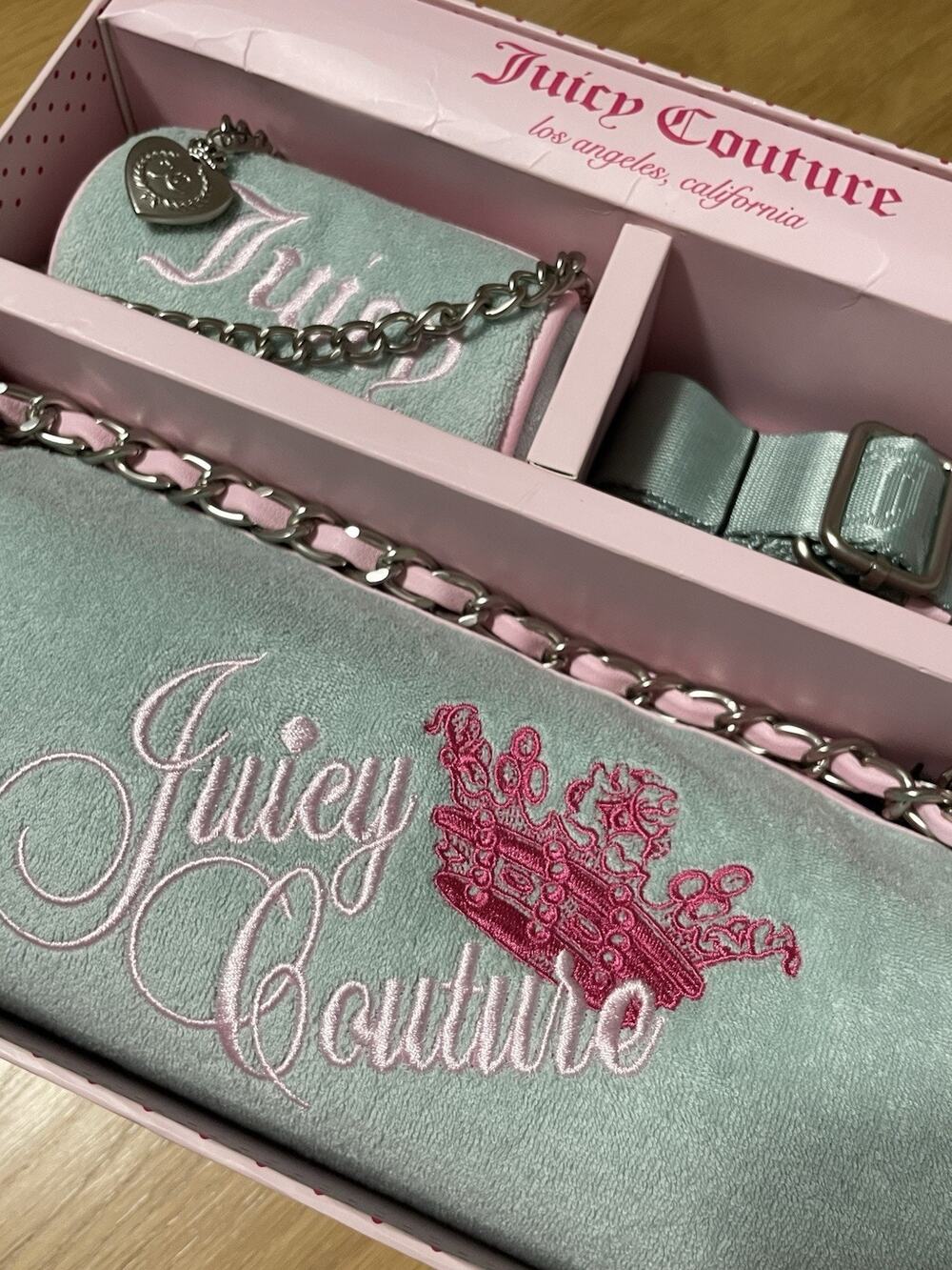 Juicy Couture NIB Heritage Barrel Bag 3 Piece Set - Pastel Turquoise Y2K Vibe